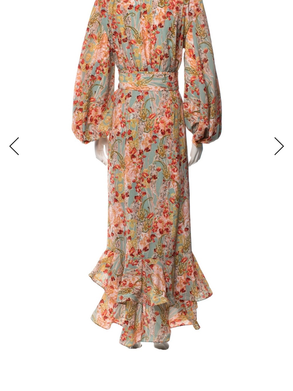 Bronx and Banco Floral Wrap Maxi Dress in Mint and Coral - Picture 3 of 3